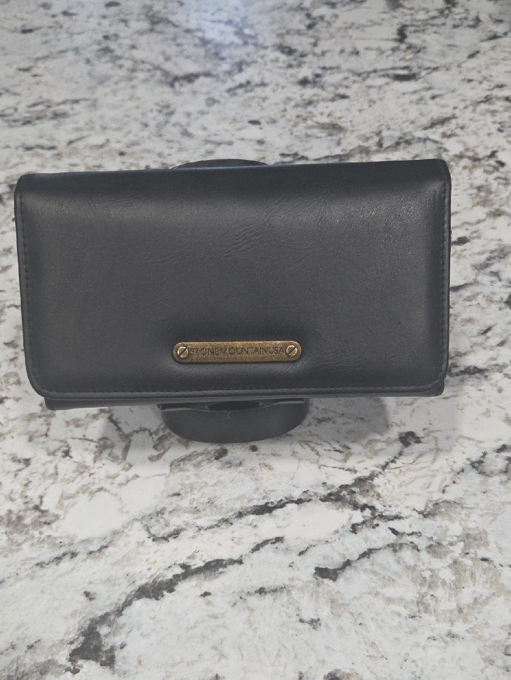 Stone Mountain Accessories Black Wallet with Brass Logo Plate